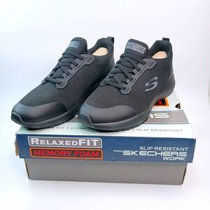 Skechers Work Squad SR Womens 9 Black Slip Resistant Relaxed Fit Shoes 77222/BLK